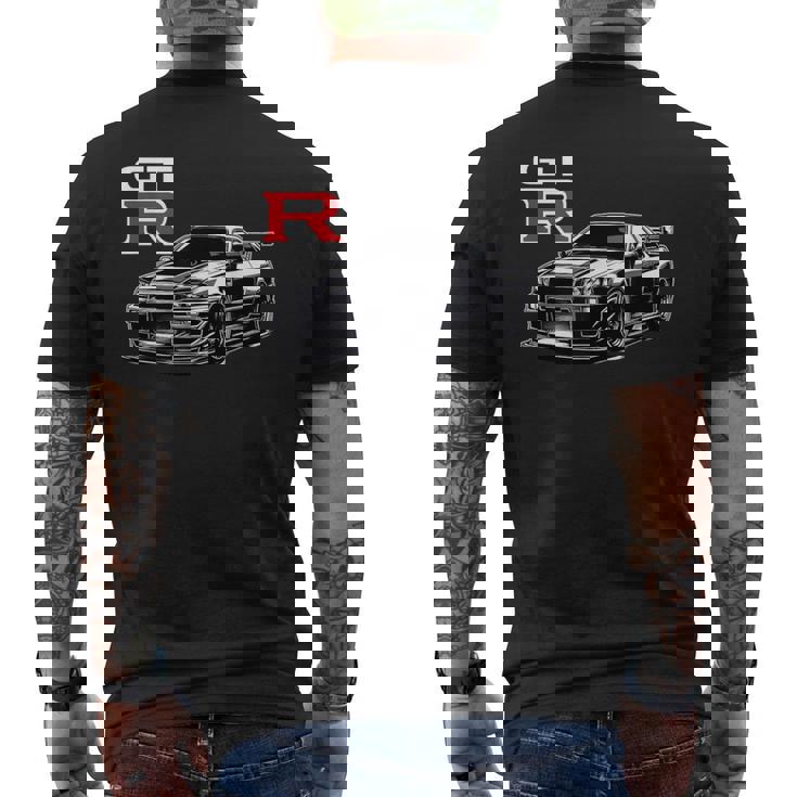 Gt R 34 レーシング ドラグ ドリフト Jdm Japan ストリートスポーツカー メンズTシャツ バックプリント