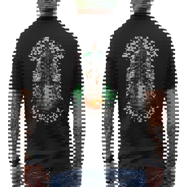 Guitarist Live-Fast Rock ハードロックンロール エレキギター メンズTシャツ バックプリント