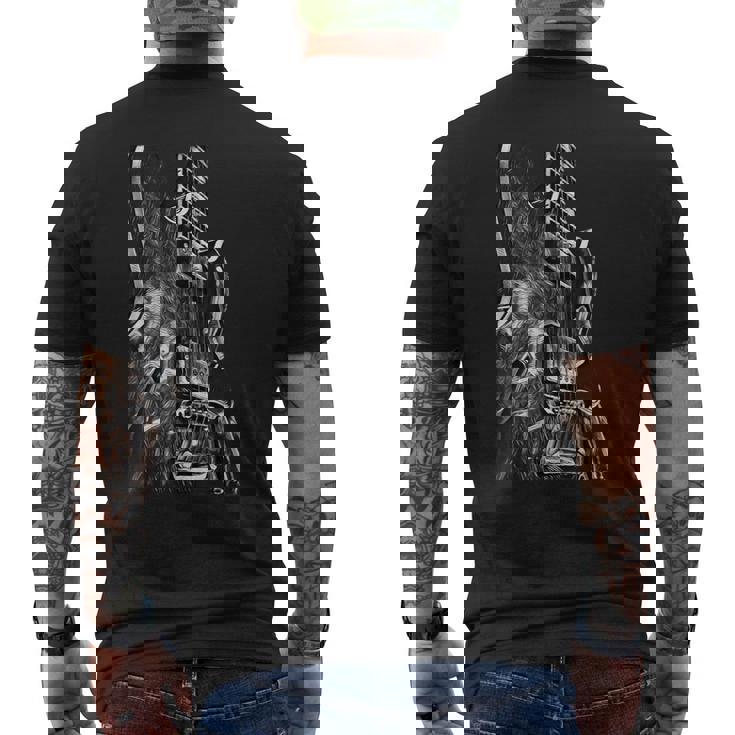 Guitarra Eléctrica Blanco Y Negro Diseño Arte Rock Blues Metal Camiseta Hombre Estampado Espalda