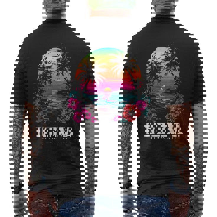 Haleiwa ハワイ ハワイアン ハイビスカス 花 サーファー お土産 メンズTシャツ バックプリント