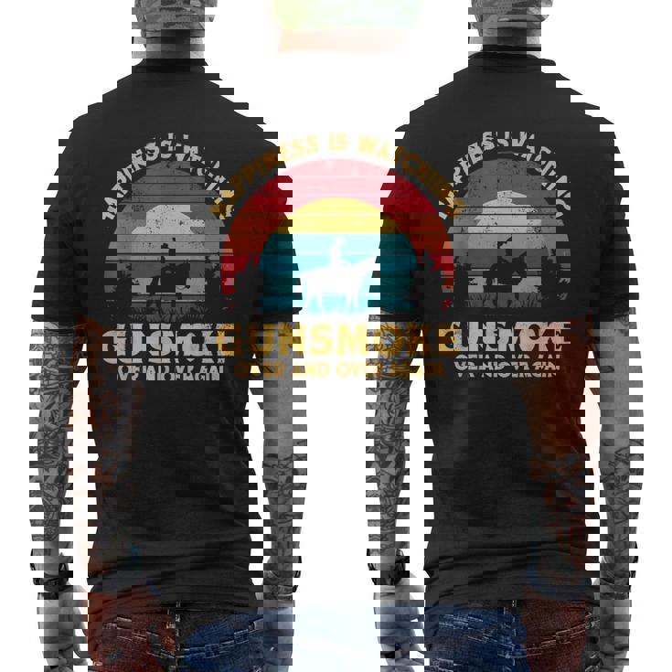 Happiness Is Watching Gunsmoke Over And Over Again Cowboys メンズTシャツ バックプリント