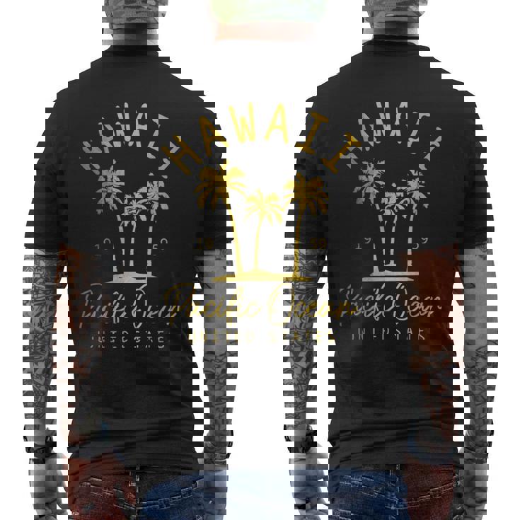 Hawaii Est 1959 ヤシの木 サーフ サーファー マウイ アロハ ハワイアン メンズTシャツ バックプリント