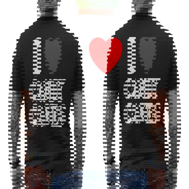 I Heart 愛 キャンディケーン 冬 ペパーミント クリスマス メンズTシャツ バックプリント