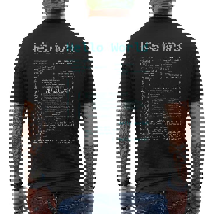 Hello World Includetdio Int Main メンズTシャツ バックプリント