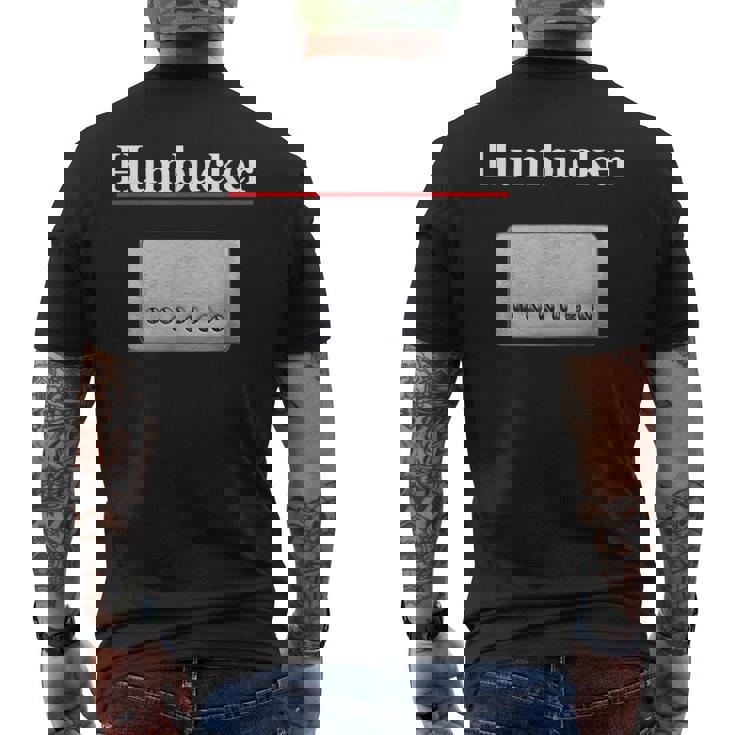 Humbucker ハムバッカー、クールなギタリストのギフト ギターピックアップグラフィック メンズTシャツ バックプリント