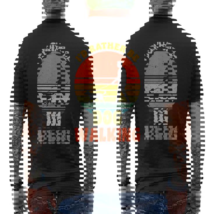I'd Rather Be Dog Walking レトロ ラブドッグウォーカー メンズTシャツ バックプリント