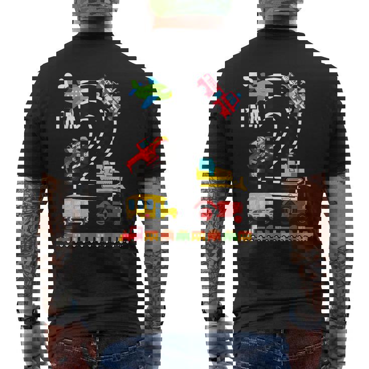 I'm 2 2歳の誕生日 トラック 乗り物 交通機関車 メンズTシャツ バックプリント