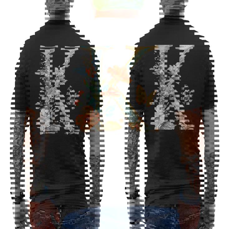 Idée-Cadeau Personnalisé Lettre K En Fleurs Et Papillons T-shirt imprimé au dos