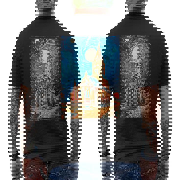 Iglesia Artística Dean Gogh Noche Estrellada Camiseta Hombre Estampado Espalda