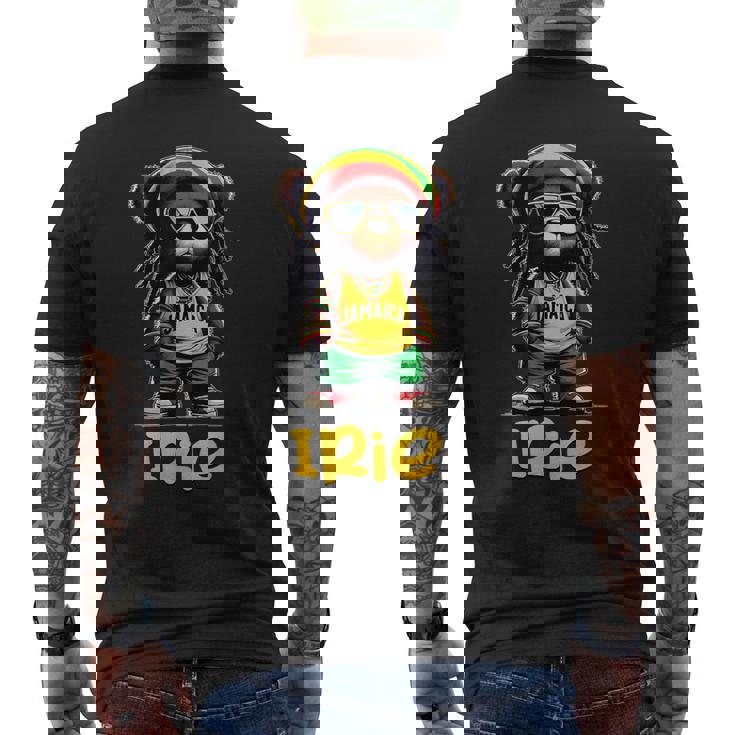 Irie テディベア ジャマイカ ラスタ ルーツ レゲエ メンズTシャツ バックプリント