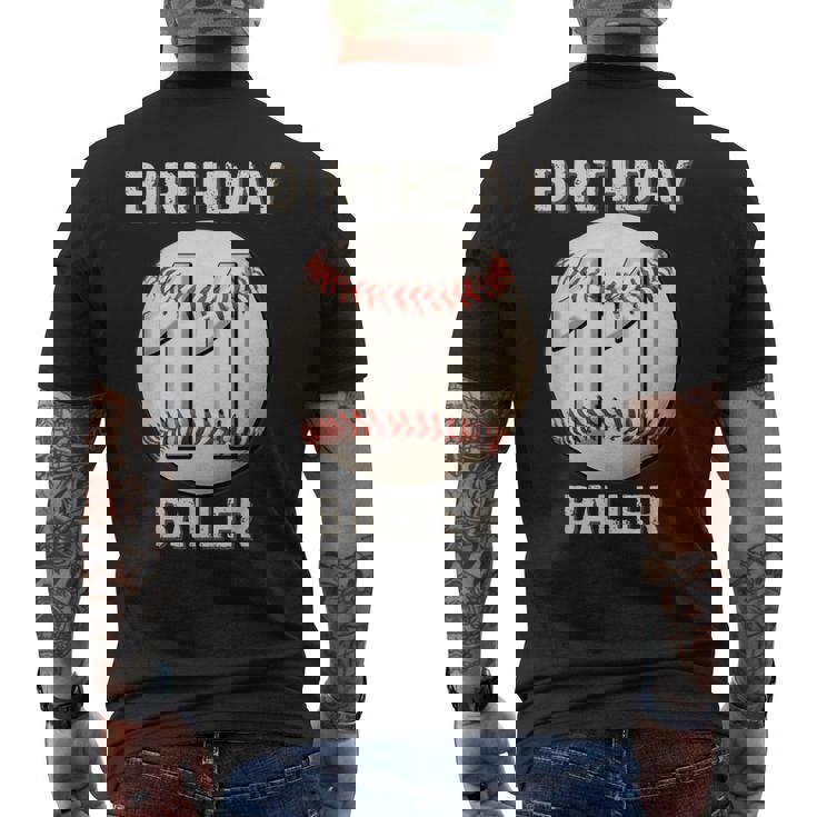 It's My 11Th Birthday 野球 11歳の少年少女 メンズTシャツ バックプリント