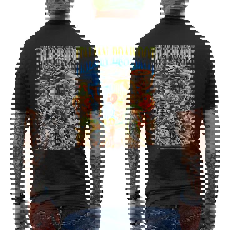 Italian Brainrot 面白いイタリアンブレインロットミームキャラクタ メンズTシャツ バックプリント