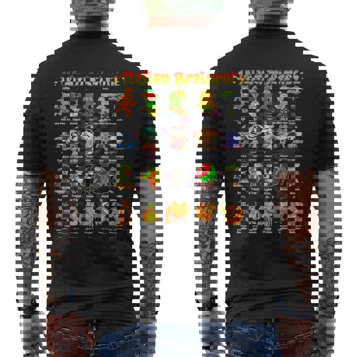 Italian Brainrot 面白いイタリアンブレインロットミームキャラクター メンズTシャツ バックプリント