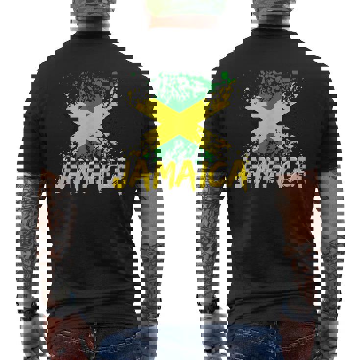 Jamaica Retro Vintage Watercolors Sport Jamaican Flag Men's T-shirt Back Print