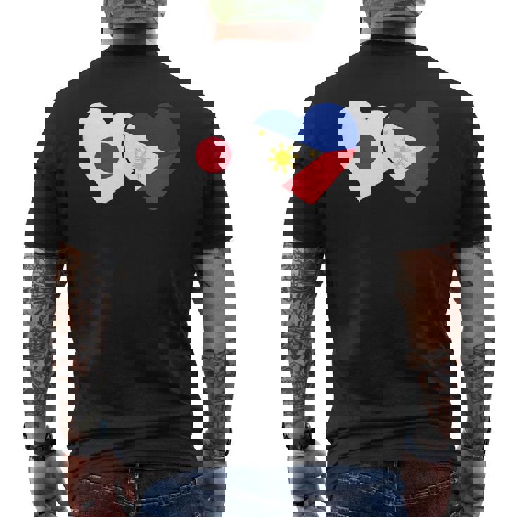 Japanese Flag Phillipinesフィリピンの遺産 フィリピンのルーツ 日本の国旗 フィリピンの国旗 メンズTシャツ バックプリント