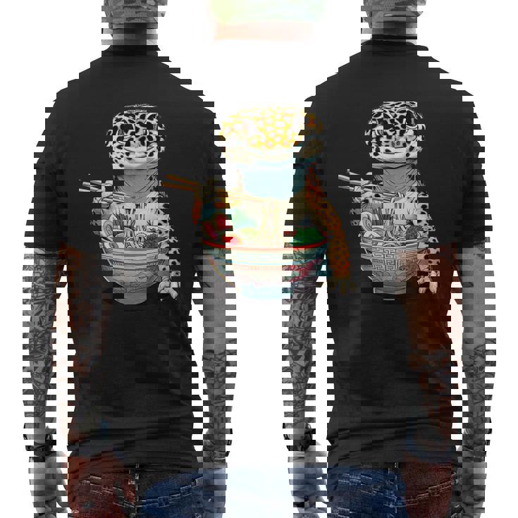 Japanese Kawaii Ramen Reptile Leopard Gecko ヒョウモントカゲモドキ メンズTシャツ バックプリント