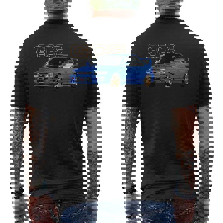Jdm Rally Blue Car Gc8 バージョン5 メンズTシャツ バックプリント