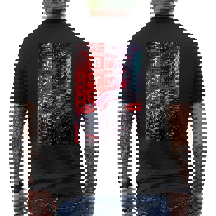 Jdm ジャパン ドリフト レーシング チューニング スポーツカー 東京 ドリフト メンズTシャツ バックプリント