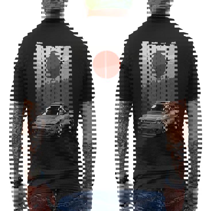 Jdm15 シルビアジャパン ドリフトカー ライジングサンチューニング メンズTシャツ バックプリント