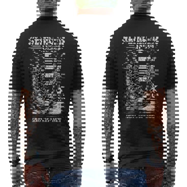 Jdヴァンス軍事選挙2028年アメリカ国旗支持のための兵士 メンズTシャツ バックプリント