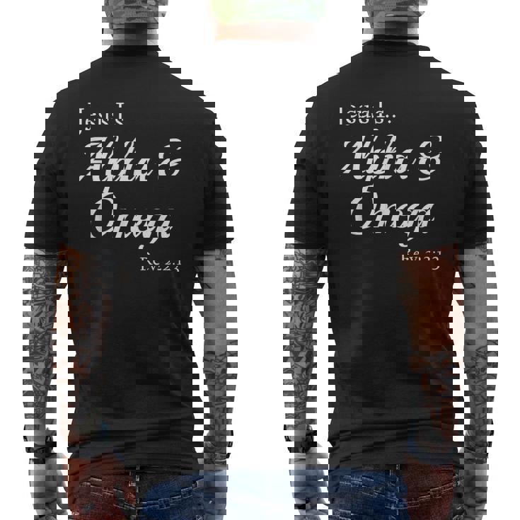 Jesús Es Alfa Y Omega Apocalipsis 22 Camiseta Hombre Estampado Espalda