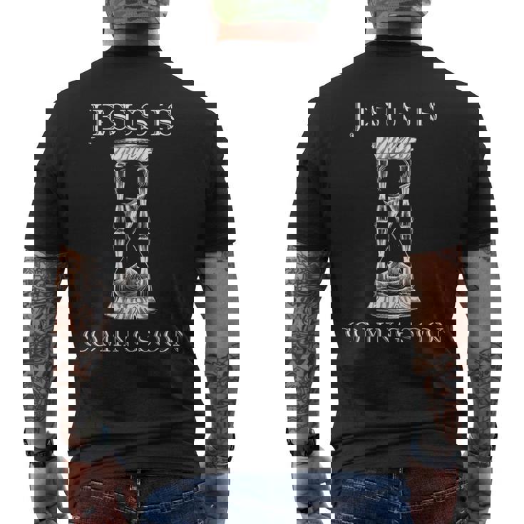 Jesus Is Comingoon – 携挙警告クリスチャンの引用 メンズTシャツ バックプリント