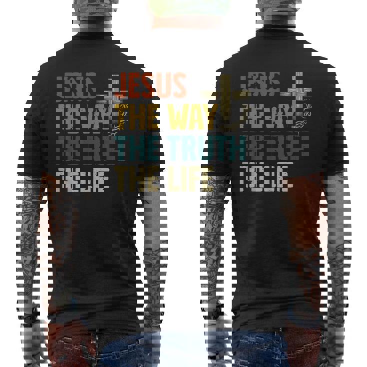 Jesus The Way The Truth The Life クリスチャン 信者 キリスト メンズTシャツ バックプリント
