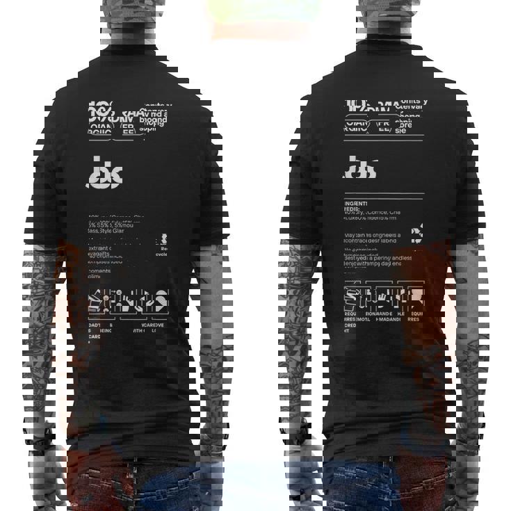 Jojo名札 皮肉な名前 ジョジョの栄養成分 メンズTシャツ バックプリント