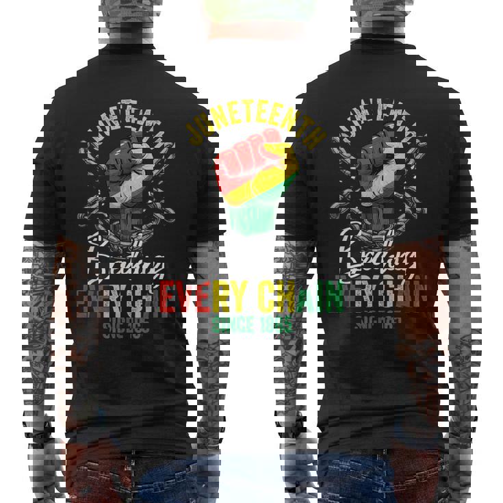 Junenth Freedom Breaking Chains Since 1865 Black Pride Men's T-shirt Back Print