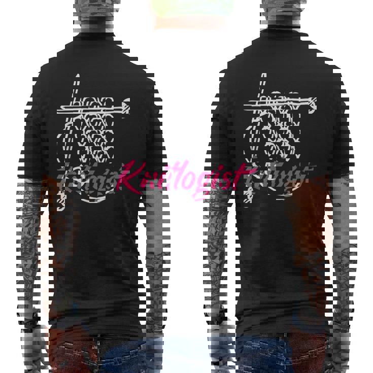 Knitlogist おもしろ編み物 メンズTシャツ バックプリント