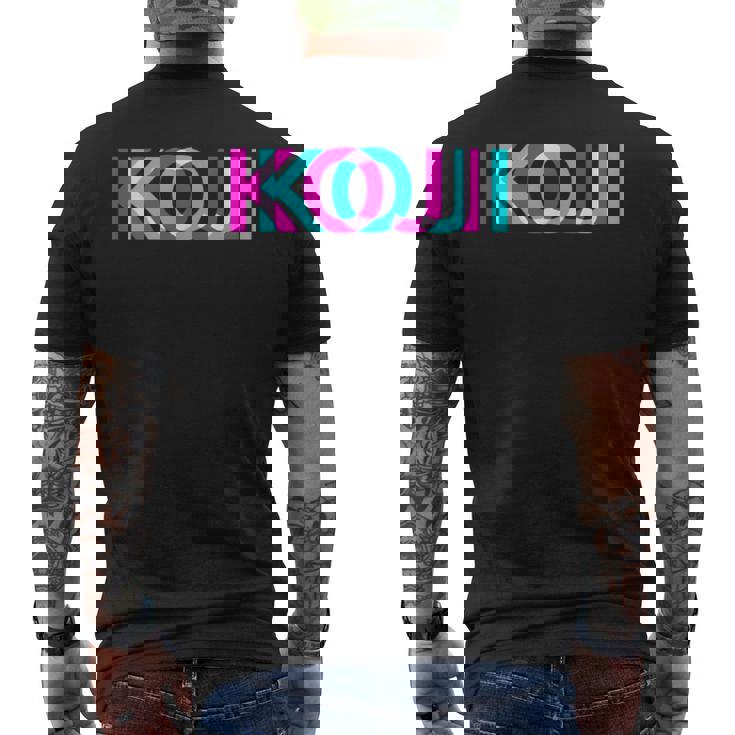 Koji こんにちは、私の名前はファーストネームタグ メンズTシャツ バックプリント