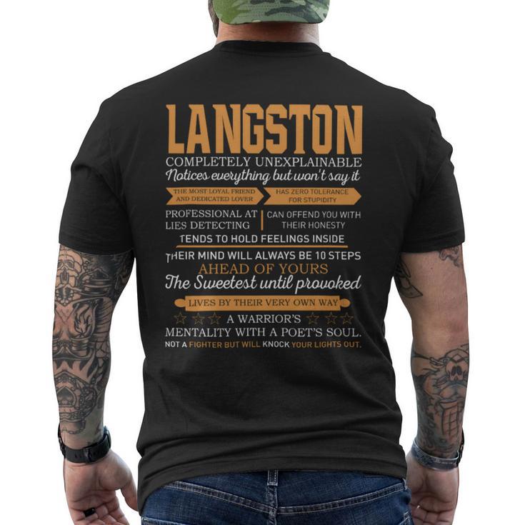 Langston Completely Unexplainable Notices Everything But Won’T Say It Name Men's T-shirt Back Print