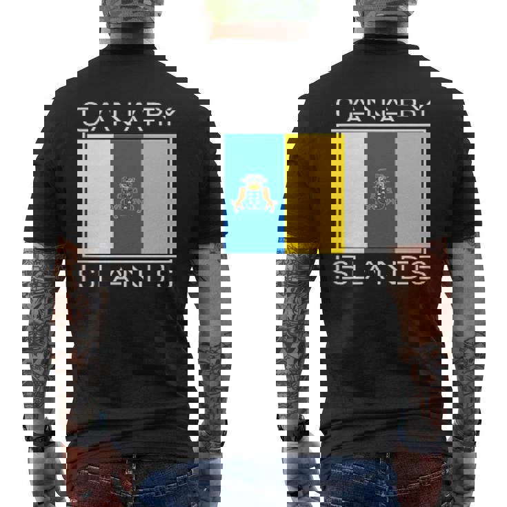 Las Islas Canarias Bandera La Macaronesia Canaria Camiseta Hombre Estampado Espalda