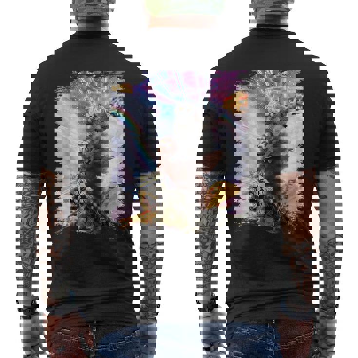 Laser Eyespace モルモット 猫 ナマケモノ 恐竜 メンズTシャツ バックプリント