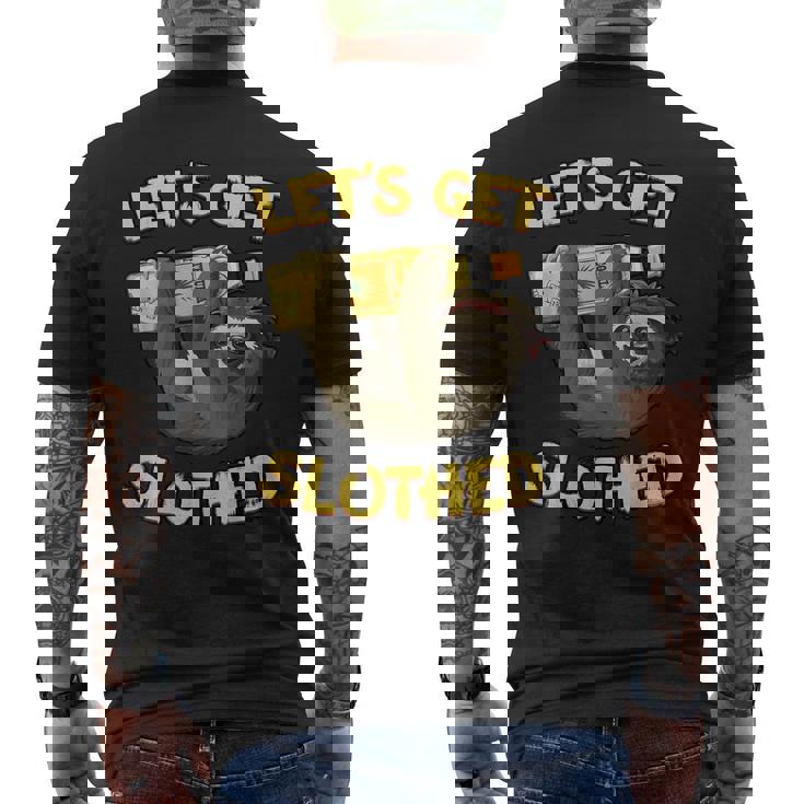 Let's Getlothed テキーラ-面白い飲酒ナマケモノ メンズTシャツ バックプリント