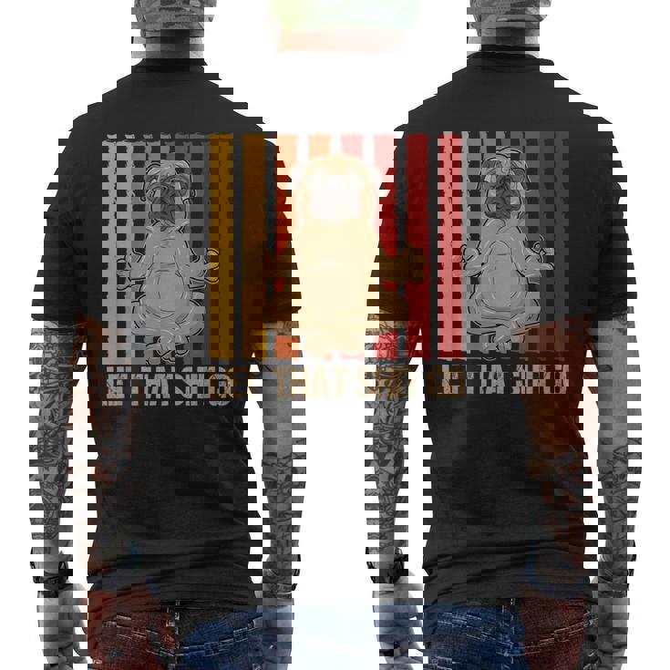 Let Thathit Go パグ ヨガ ヴィンテージデザイン メンズTシャツ バックプリント