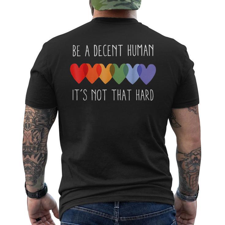 Lgbt Heart Retro Be A Decent Human It's Not That Hard Men's T-shirt Back Print