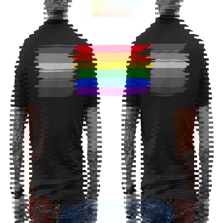 Lgbt ハートにレインボーフラッグ メンズTシャツ バックプリント