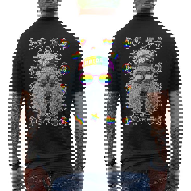 Lgbt プードル ゲイプライド 月 犬 レインボー レズビアン メンズTシャツ バックプリント