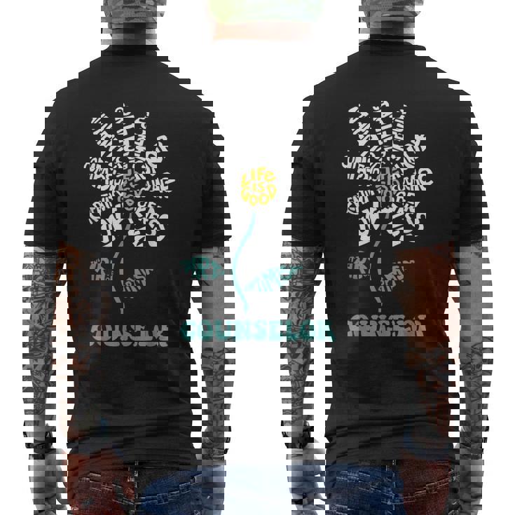 Life-Is Good Counselor ユーモア 勇気 開放性 楽しい 愛 メンズTシャツ バックプリント