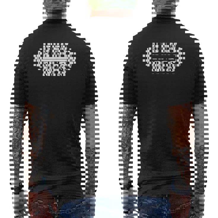 Lift Heavy Run Fast ウェイトリフターランナー ヴィンテージジムワークアウト メンズTシャツ バックプリント