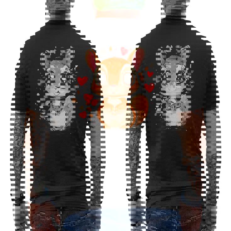 Linda Ardilla Rodeada De Corazones Amor Camiseta Hombre Estampado Espalda