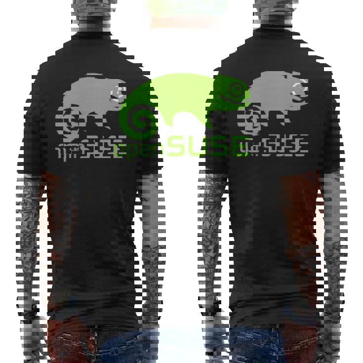 Linux Opensuse ラバーtシャツ タグライン&ロゴ オープンソースos メンズTシャツ バックプリント