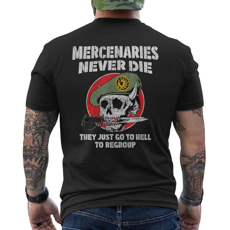 Los Mercenarios Nunca Muerenoloe Reagrupan Calavera Retro Militar Camiseta Hombre Estampado Espalda