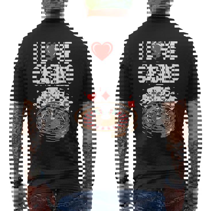 I Love Casino Ruleta Poker Cartas Diversión Camiseta Hombre Estampado Espalda
