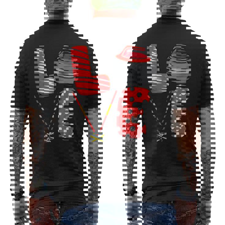 Love Curling ほうき スクワッド カーラー カーリング バレンタインデー メンズTシャツ バックプリント