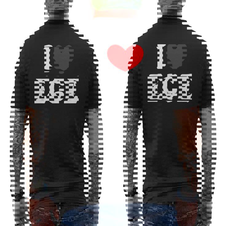 I Love Ege 私は愛する Ege メンズTシャツ バックプリント