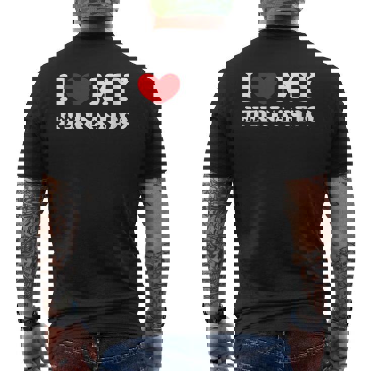 I Love My Fernando Amo Mi Fernando Corazón Mi Fernando Cuello Camiseta Hombre Estampado Espalda