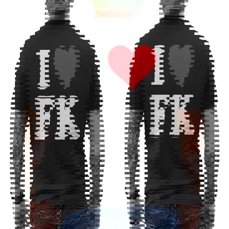 I Love Fk Initials I Heart FK First Last Name F K メンズTシャツ バックプリント