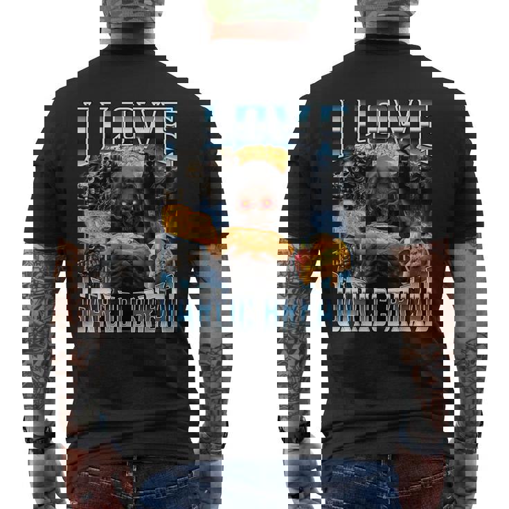 I Love Garlic Bread メンズTシャツ バックプリント